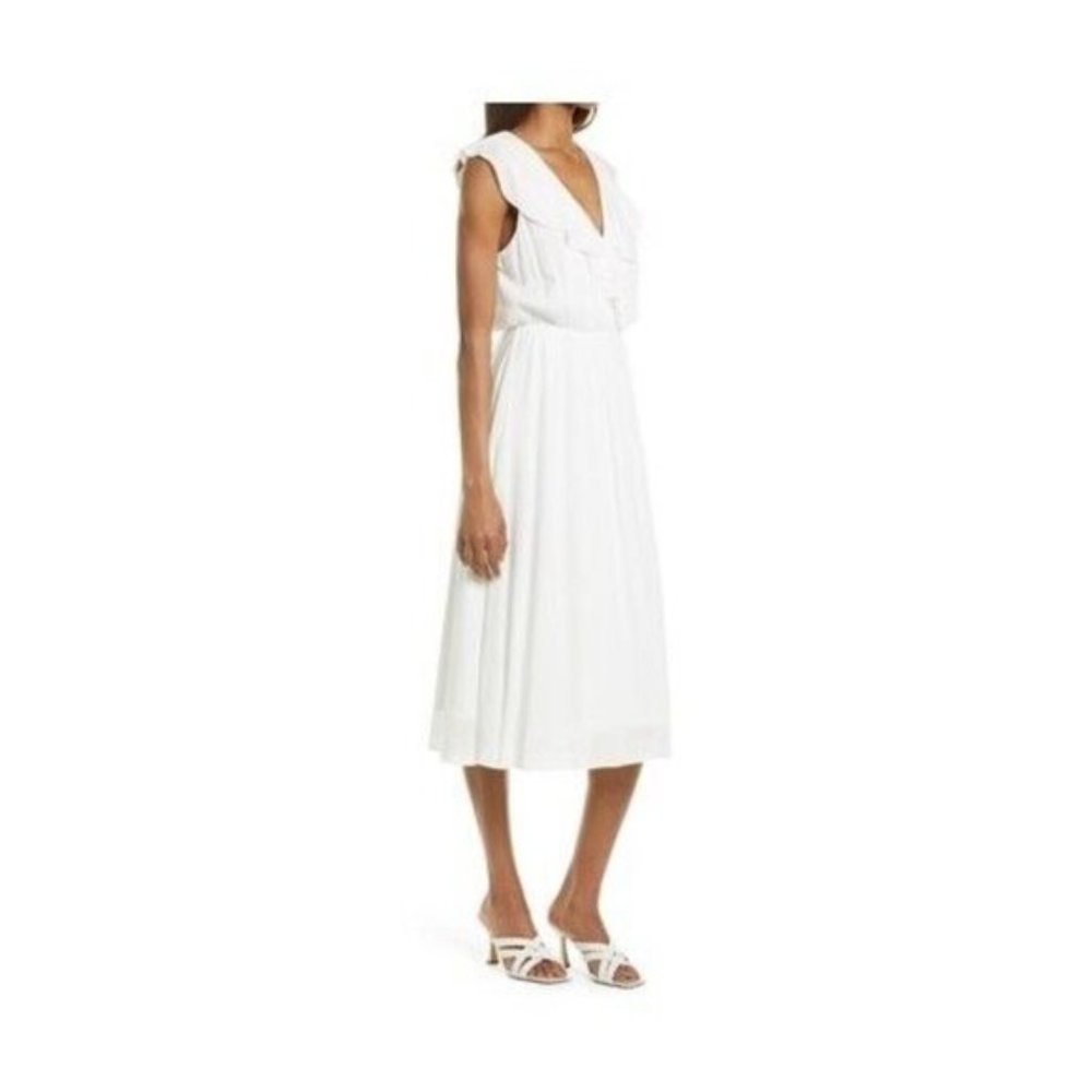 Charles Henry Ivory Ruffle Surplice Midi Dress Size S